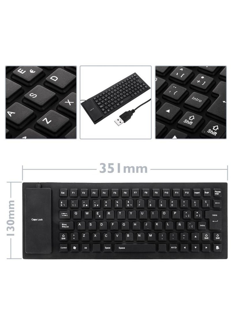 هينغ لوحة مفاتيح USB مرنة قابلة للطي سلكية قابلة للطي ومقاومة للماء لوحة مفاتيح من السيليكون 85 مفتاحًا للكمبيوتر المكتبي والكمبيوتر المحمول - Image 2