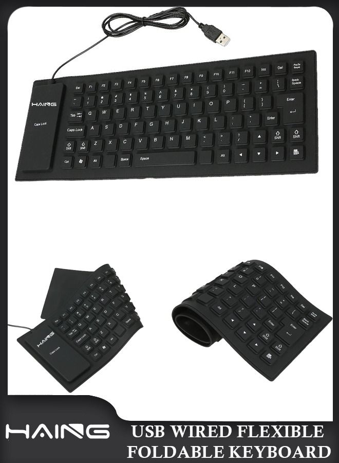 هينغ لوحة مفاتيح USB مرنة قابلة للطي سلكية قابلة للطي ومقاومة للماء لوحة مفاتيح من السيليكون 85 مفتاحًا للكمبيوتر المكتبي والكمبيوتر المحمول - Image 1