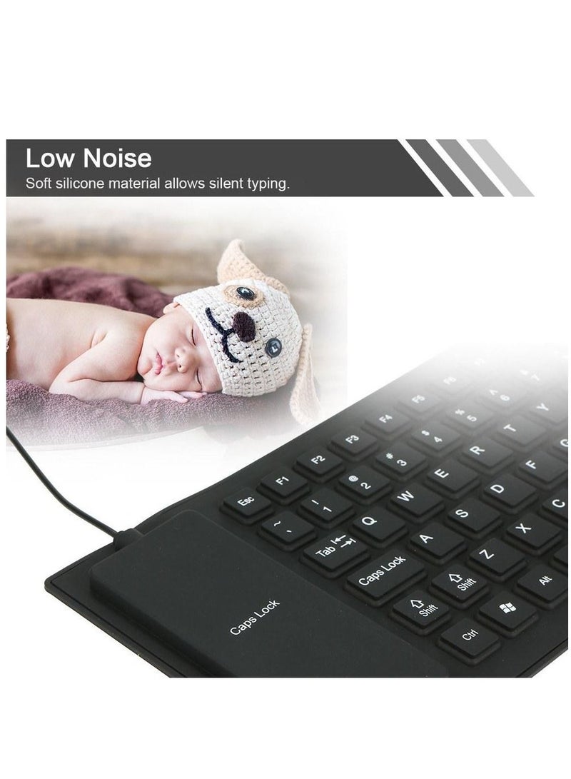 هينغ لوحة مفاتيح USB مرنة قابلة للطي سلكية قابلة للطي ومقاومة للماء لوحة مفاتيح من السيليكون 85 مفتاحًا للكمبيوتر المكتبي والكمبيوتر المحمول - Image 3