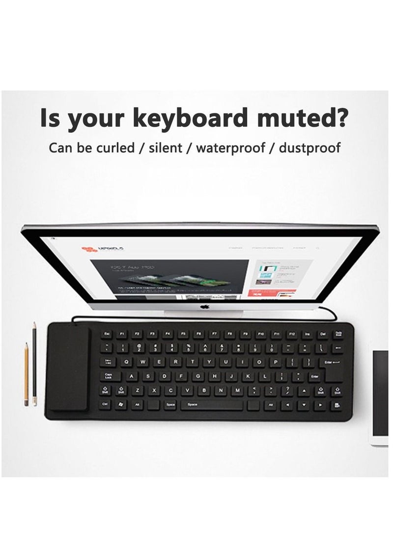 هينغ لوحة مفاتيح USB مرنة قابلة للطي سلكية قابلة للطي ومقاومة للماء لوحة مفاتيح من السيليكون 85 مفتاحًا للكمبيوتر المكتبي والكمبيوتر المحمول - Image 5