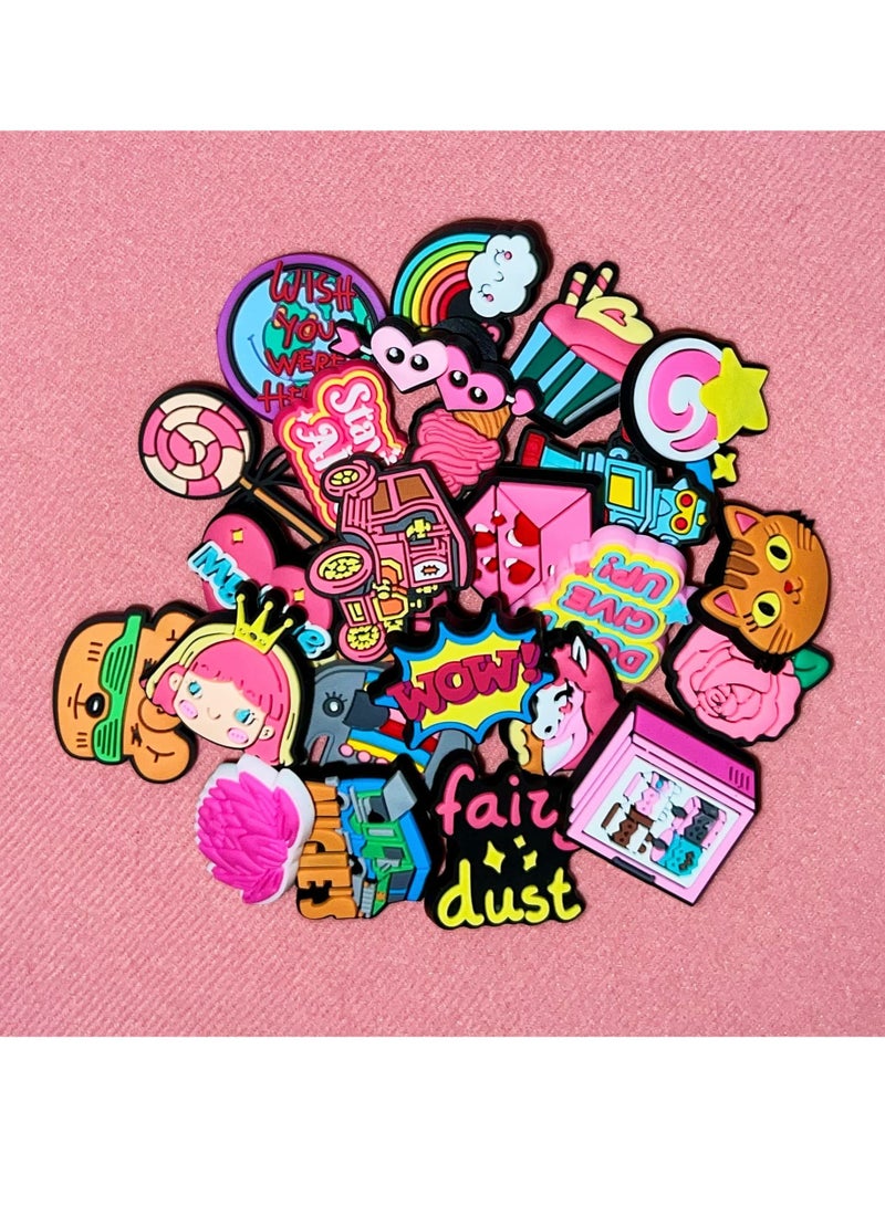 Excefore Shoe Decoration Charms 25 Pcs Girly Crocs Charms Croc Accessories PVC Shoe Charm for Crocs Shoes Bracelets Wristband Party Gifts for Adult Girls Women Kids - Image 2