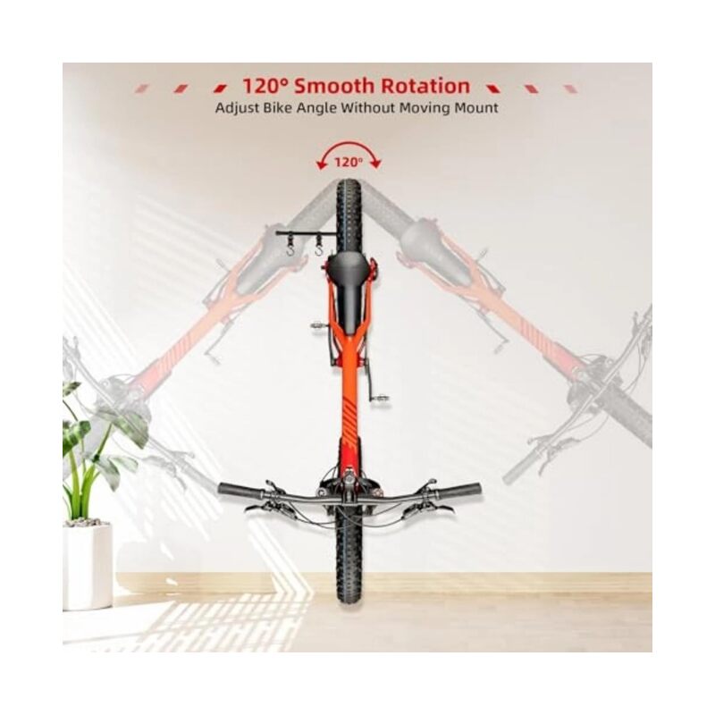 Rotatable Bike Wall Mount eliminates the need to lift heavy garage bike racks after rotation, features three-level wheel adjustment, space-saving, foldable design - Image 5