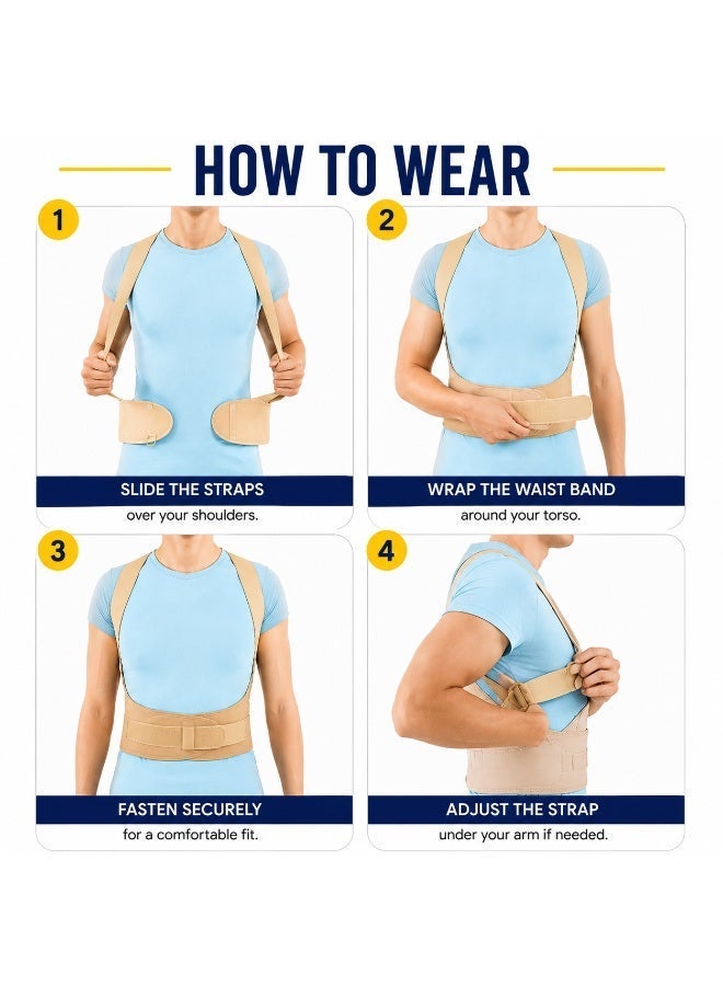 Royal Posture Corrector Back Brace for Men & Women, Adjustable Shoulder Support Belt, Upper Back Straightener, Spine Alignment Brace, Clavicle Support, Rounded Shoulder Corrector, Hunchback Correction Belt, Posture Trainer for Neck, Shoulder & Back Pain Relief, Free Size - Image 2