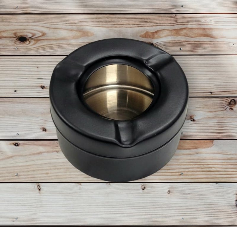 Nooks Stainless Steel Ash Tray for cigarette and Cigar for Home BlaconyRestaurant and Parties in Round shape Matt black color Pack of 5 - Image 3
