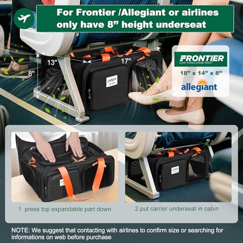 pidipiti 17x13x8 Frontier Allegiant Breeze Airlines Approved top Expandable pet Carrier for ExtraSmall DogSmall catWeight up to 5 lbsLength Shorter Than 16 - Image 3