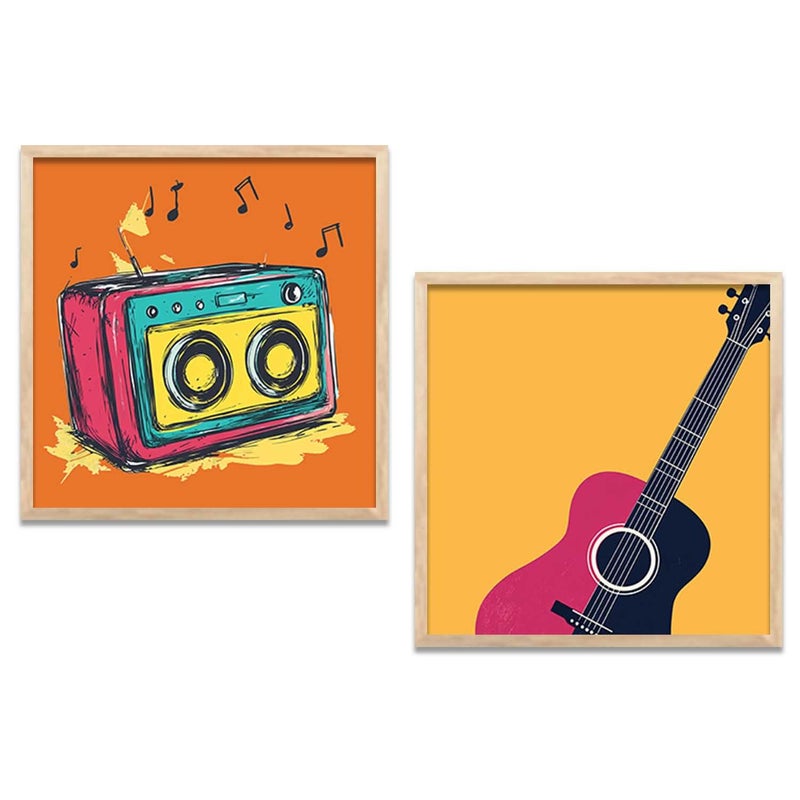 Kotart Premium Art Framed Wall Painting For Home Dcor Music Wall Art Painting Modern Wall Frames For Home Dcor Office Living Room Poster With Frame Wall Decoration Painting Set of 2 Art 2 8X8 inch Framed - Image 1