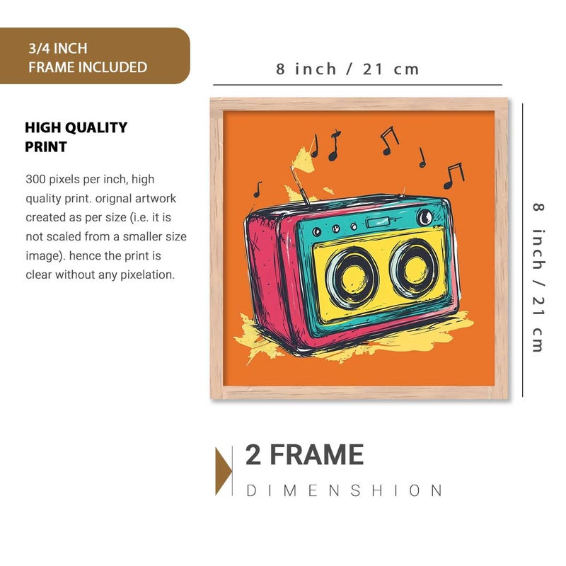Kotart Premium Art Framed Wall Painting For Home Dcor Music Wall Art Painting Modern Wall Frames For Home Dcor Office Living Room Poster With Frame Wall Decoration Painting Set of 2 Art 2 8X8 inch Framed - Image 2