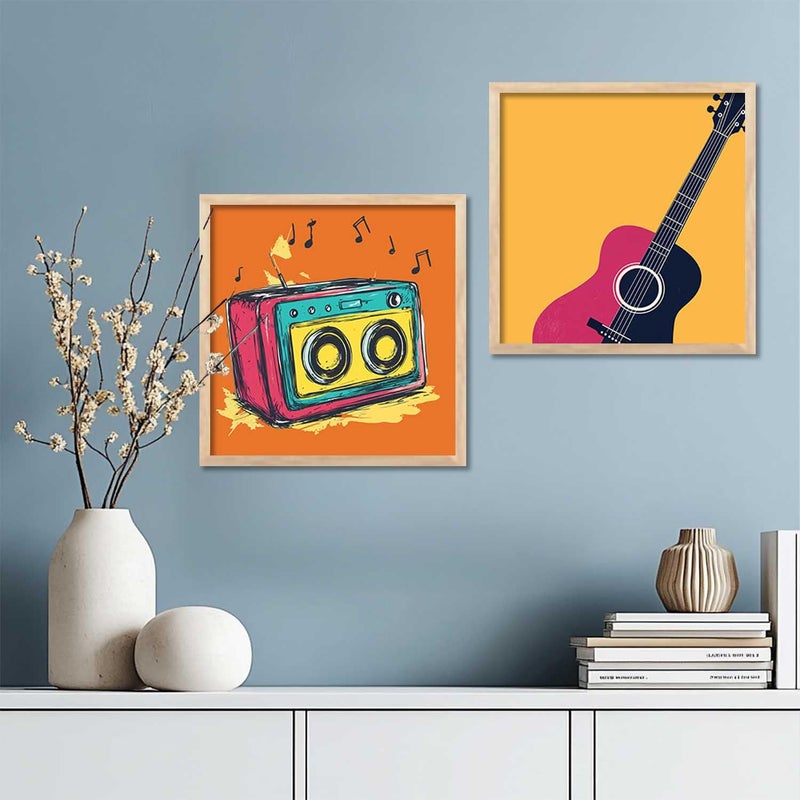 Kotart Premium Art Framed Wall Painting For Home Dcor Music Wall Art Painting Modern Wall Frames For Home Dcor Office Living Room Poster With Frame Wall Decoration Painting Set of 2 Art 2 8X8 inch Framed - Image 4