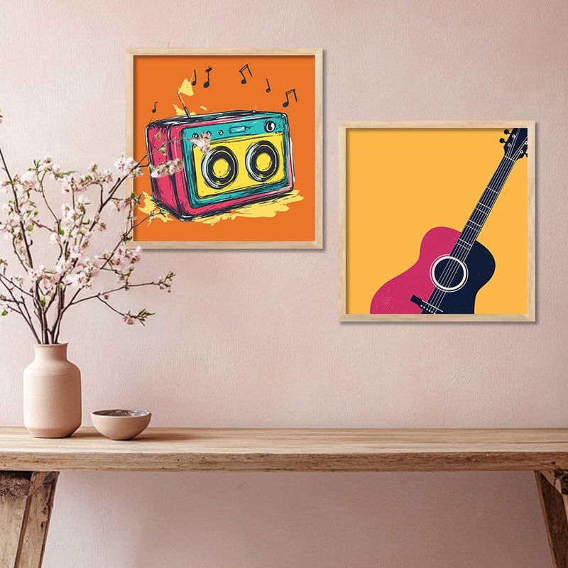 Kotart Premium Art Framed Wall Painting For Home Dcor Music Wall Art Painting Modern Wall Frames For Home Dcor Office Living Room Poster With Frame Wall Decoration Painting Set of 2 Art 2 8X8 inch Framed - Image 5