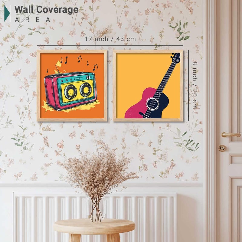 Kotart Premium Art Framed Wall Painting For Home Dcor Music Wall Art Painting Modern Wall Frames For Home Dcor Office Living Room Poster With Frame Wall Decoration Painting Set of 2 Art 2 8X8 inch Framed - Image 3
