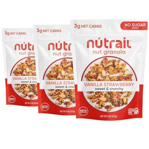 NuTrail Nut Granola Cereal, Vanilla Strawberry, No Sugar Added, Keto, Low Carb, Gluten Free, Grain Free, Healthy Breakfast 8 oz. 3 Count - Image 1
