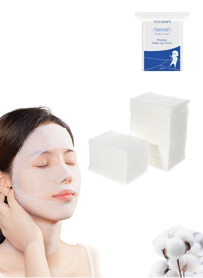 Lemon 200Pcs Makeup Wet Cotton Pads Stretchable for Face Thin Makeup Remover Cotton Pad Stretch Wet Compress 5 * 6cm Makeup Wet Stretchable for Face  - Image 1