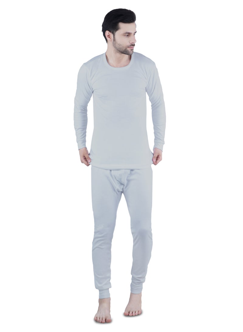 White Leaf Men’s Winter Innerwear 2PC Set Grey Melange | 100% Cotton 240 GSM Thermal Wear | Warm Breathable Body Fit | ECAS Certified - Image 5
