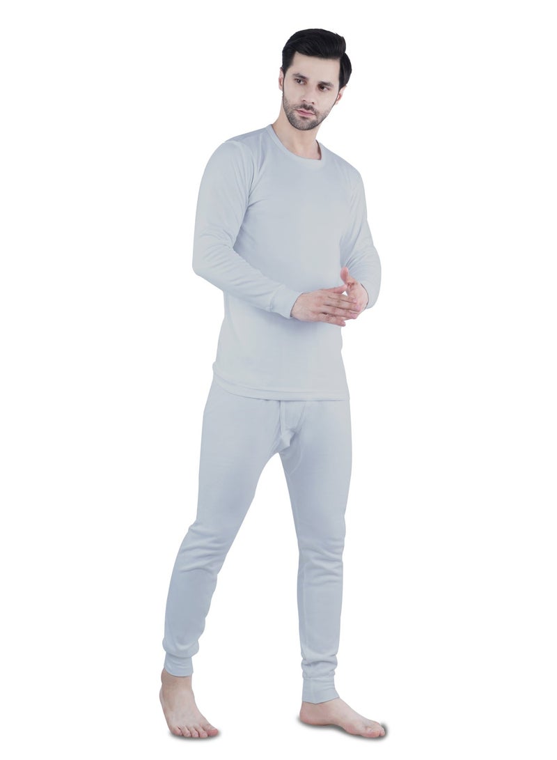 White Leaf Men’s Winter Innerwear 2PC Set Grey Melange | 100% Cotton 240 GSM Thermal Wear | Warm Breathable Body Fit | ECAS Certified - Image 4
