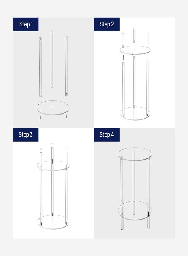 HMYHUM Acrylic Round Side Table Set of 2, 11.8" L x 11.8" W x 20.2" H, Clear Small End Table for Small Spaces, 2-Tier Nightstand/Bedside Table for Living Room, Bedroom, Modern - Image 5