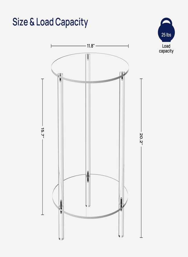 HMYHUM Acrylic Round Side Table Set of 2, 11.8" L x 11.8" W x 20.2" H, Clear Small End Table for Small Spaces, 2-Tier Nightstand/Bedside Table for Living Room, Bedroom, Modern - Image 3
