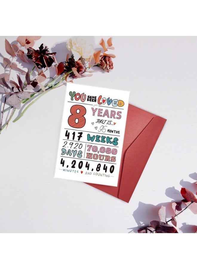 بطاقة تهنئة واحدة لعيد الميلاد الثامن - تصميم زهري أنيق، دعوة احتفالية فاخرة مع ظرف - Image 5