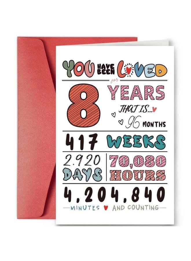 بطاقة تهنئة واحدة لعيد الميلاد الثامن - تصميم زهري أنيق، دعوة احتفالية فاخرة مع ظرف - Image 1