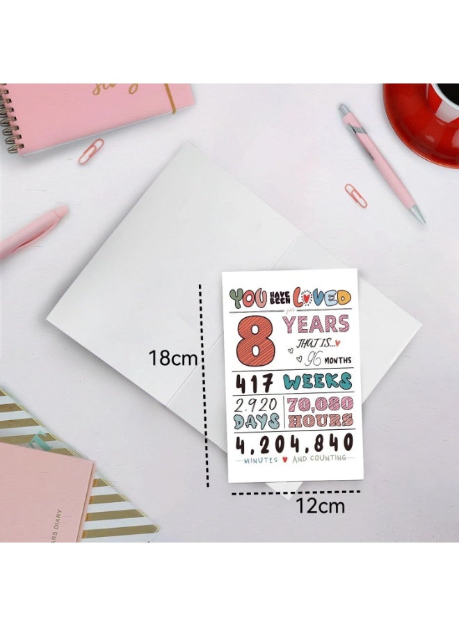 بطاقة تهنئة واحدة لعيد الميلاد الثامن - تصميم زهري أنيق، دعوة احتفالية فاخرة مع ظرف - Image 4