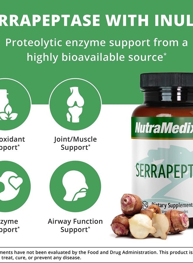 Nutramedix Serrapeptase Capsules - Proteolytic Digestive Enzymes Supplement for Digestive Health, Gut Health, Sinus Function & Joint Support (120 Vegetarian Capsules) - Image 4