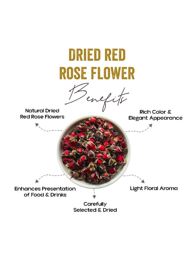 OGOC Premium Dried Red Rose Buds Natural Floral Decoration for Tea, Potpourri, Crafts & Home Decor - Image 2