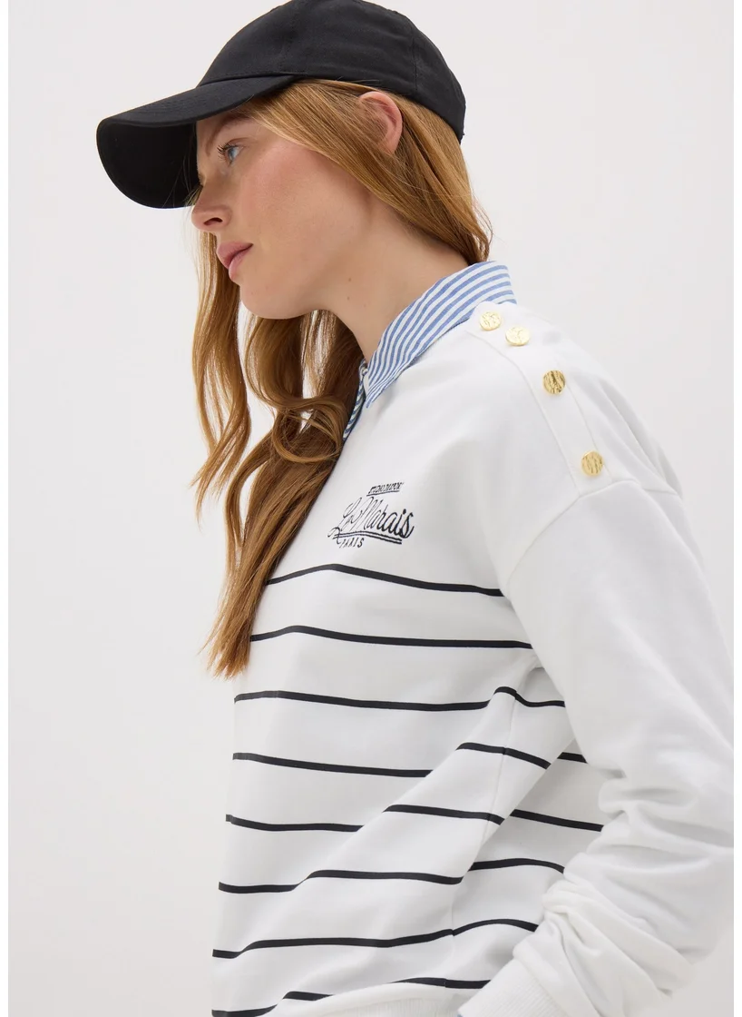 Matalan Ecru Breton Stripe Sweatshirt