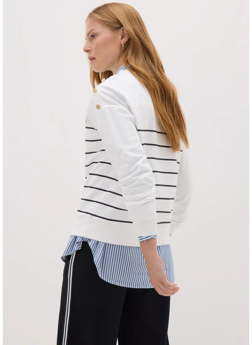 Matalan Ecru Breton Stripe Sweatshirt