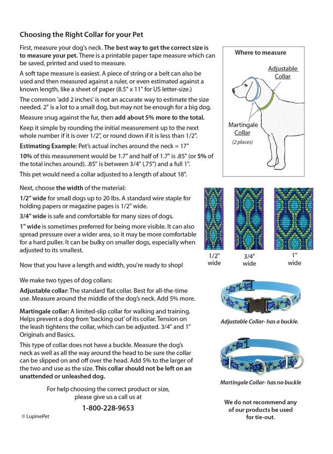 Lupine Martingale Dog Collar by Lupine 1" Wide Ripple Creek Design adjusts 15" to 22" - Image 2