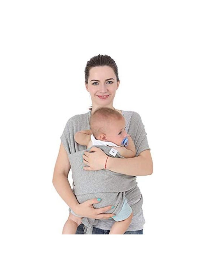 Baby Wrap Carrier Nursing Cover Blanket for Newborn and Infant, Gray with Bag & Cotton Baby bib set from 5-pack Triangle ShapeBundle - Image 2