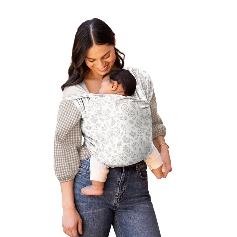 Moby Baby Wrap Carrier Classic for Newborns to Toddlers 833lbs Infant Sling Carrier Lightweight Hands Free Design Adjustable for All Body Types Bandana
