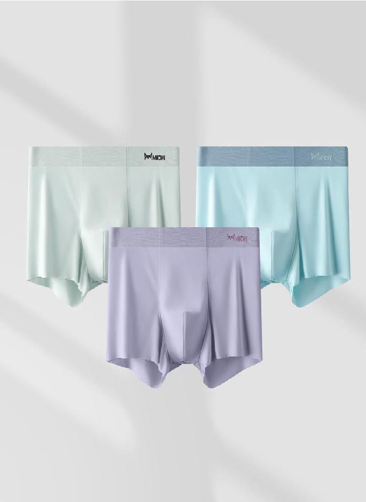 MIIOW - 3Pcs Ice Silk Man Underwear Boxer Metal Fiber Antistatic Men Underpants Seamless Cut Hem Men's Panties Boxers Shorts Trunk - Image 1