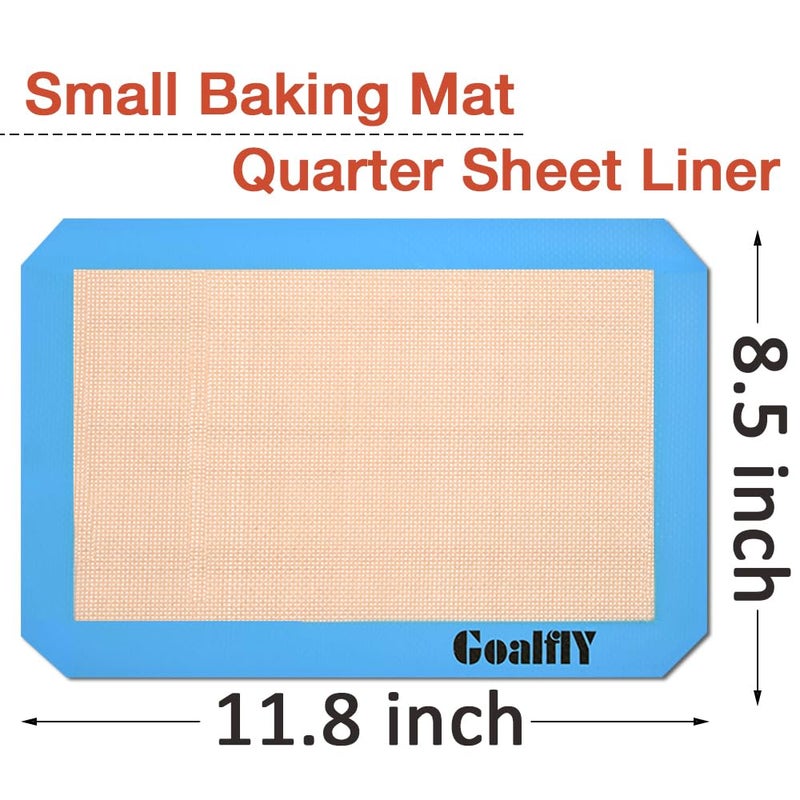 Goalfly Small Silicone Baking Mat Sheet (11.8 x 8.5 IN), 3 Pieces Baking Mat Set, Reusable Silicone Mat for Oven, Toaster, Baking Tray, Baking Pan (Red, Blue, Grey) - Image 2