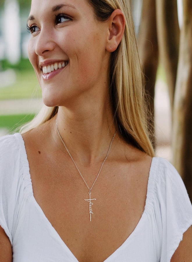 Lcherry Faith Cross Pendant Necklace for Women Religious Christian Jewelry Mother's Day Gifts for Women, Stainless Steel, No Gemstone - Image 2