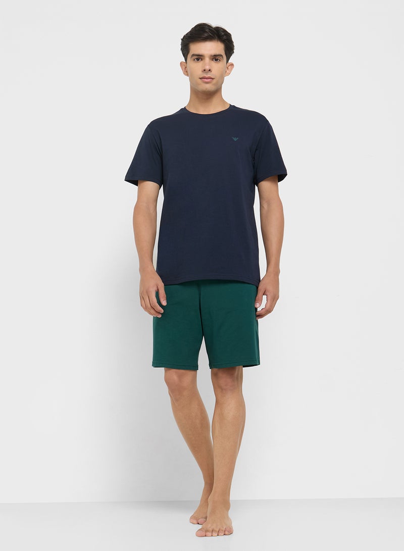 امبوريو ارماني طقم تي شيرت وشورت بشعار - Image 5