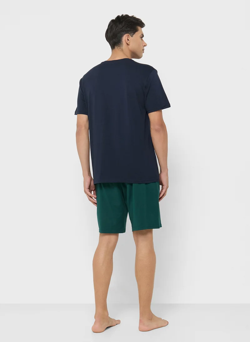 امبوريو ارماني Logo T-Shirt And Shorts Set