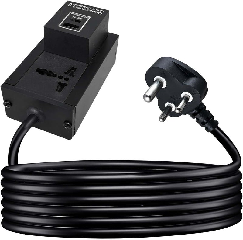 MX Extension Board with USB-C PD 65W & USB-A Port – Universal 3-Pin Socket, 6A to 13A, Flame-Retardant Body, Safety Shutter, 1.5 Meter Heavy-Duty Cable, Power Strip for Home & Office - Image 1