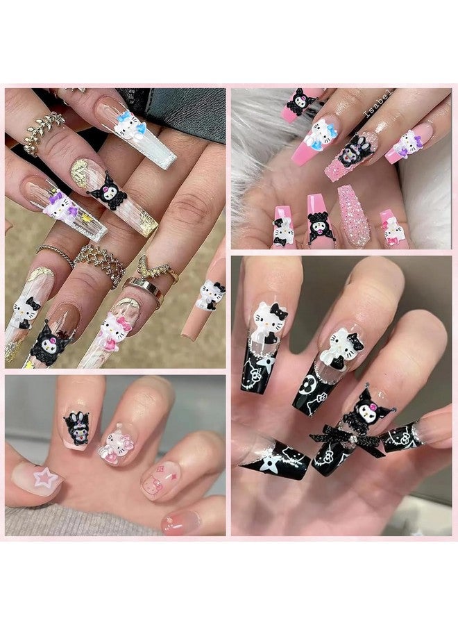 MAYCREATE� 70Pcs 3D Nail Decals Flatback Nail Decal Charms Sanrio Nail Decal Charms 7 Designs Kuromi and Kitty Themed Resin Cartoon Nail Decals Charms for DIY Nail Art, DIY Handcrafts, Decorations - Image 4