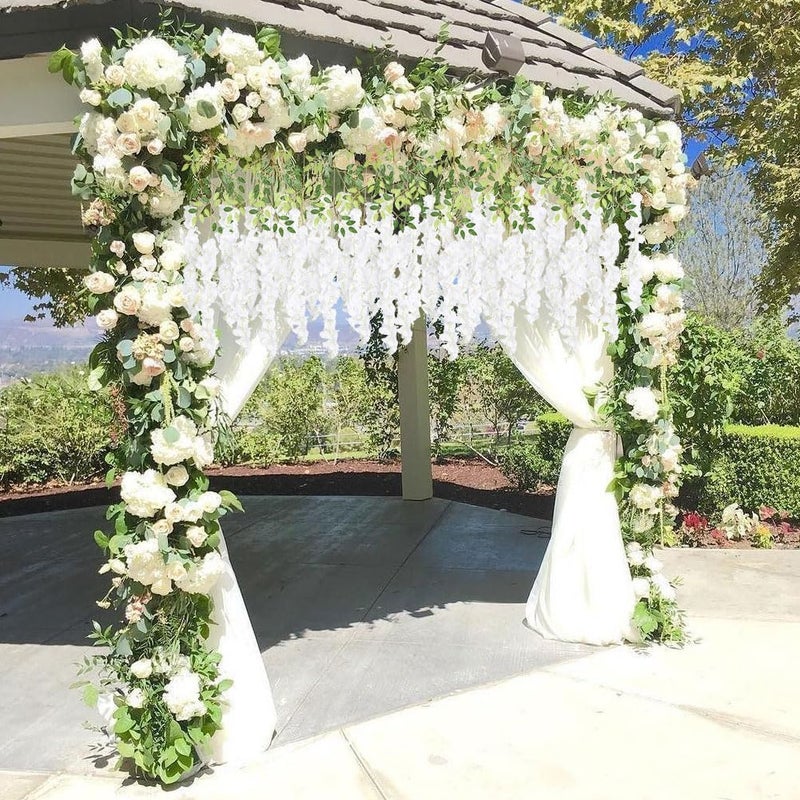 INSUNSIX 12pcs Wisteria Hanging Flowers 3.6ft Wisteria Artificial Flowers Vines White Silk Long Flowers Garland Fake Flower Ratta String for Wedding Arch Home Party Wall Backdrop Decorations (White) - Image 5