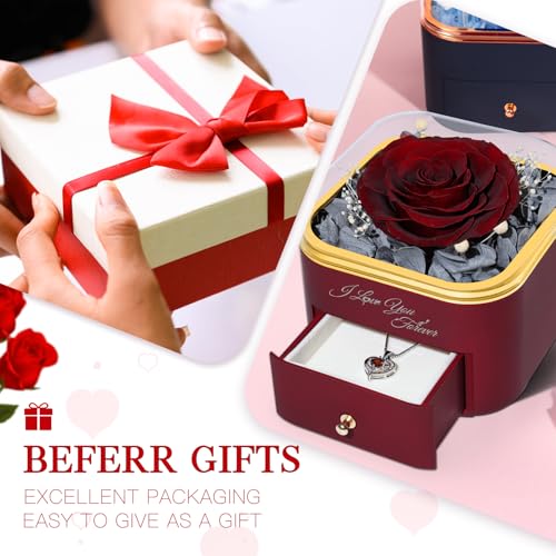 Beferr Mothers Day Forever Rose with Necklace for Mom Birthday Gifts Preserved Roses Eternal Flower for Delivery Fresh Flowers Gifts for Mother Wife Her Grandma Sister Daughter Girls Friends - Image 4