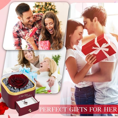 Beferr Mothers Day Forever Rose with Necklace for Mom Birthday Gifts Preserved Roses Eternal Flower for Delivery Fresh Flowers Gifts for Mother Wife Her Grandma Sister Daughter Girls Friends - Image 5