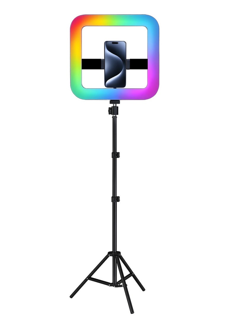 NeePho NEEPHO MJ-28 Tri-Color RGB Small Square Ring Light with HSI Technology - 360° Rotation - Professional Makeup Lighting  - Image 1