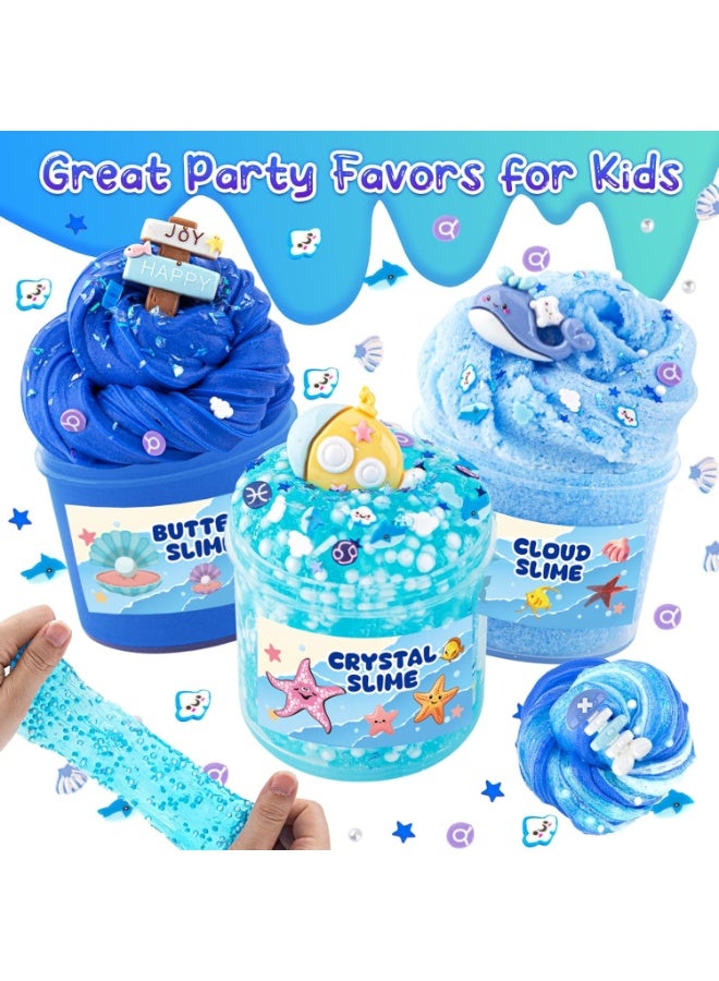 FLYHSO 6 Pack Slimes, Blue Slime Kit, Butter Cloud Slime for Boys Girls Ages 8-12,Toys for Girls and Boys, Slime Party Favors Goodie Bag Stuffers, 4 5 6 7 8 9 10 Year Old Girl Birthday Gift Cute Stuff - Image 5