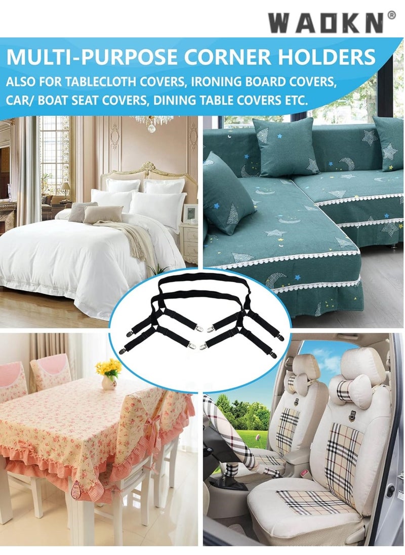 WAOKN High Quality Multi-Function Sheet Clips Cross Sheet Fixing Straps Suitable for Bedding Sheet Clips and Sheet Fixing Elastic Band Sheet Suspender Fastener 2pcs/Set White  - Image 5