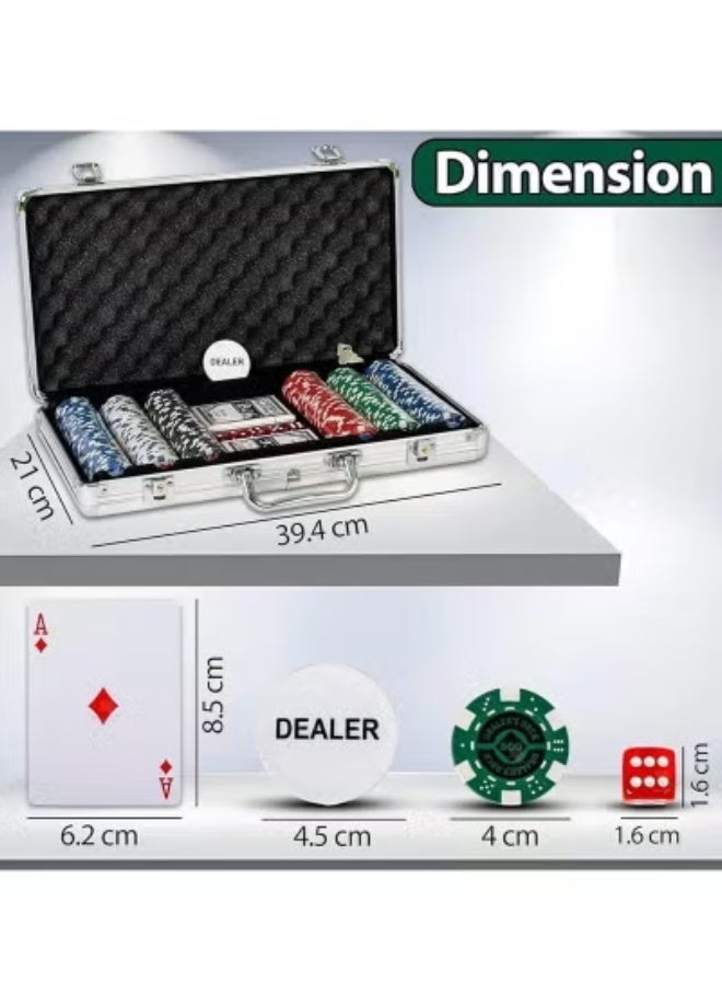 M.A&F's Casino Style Poker Set, 300 Pcs white number Ceramic Printed Denomination Chips with Lockable Aluminum Finish Case, Multiplayer Game, 14+ Years - Image 3