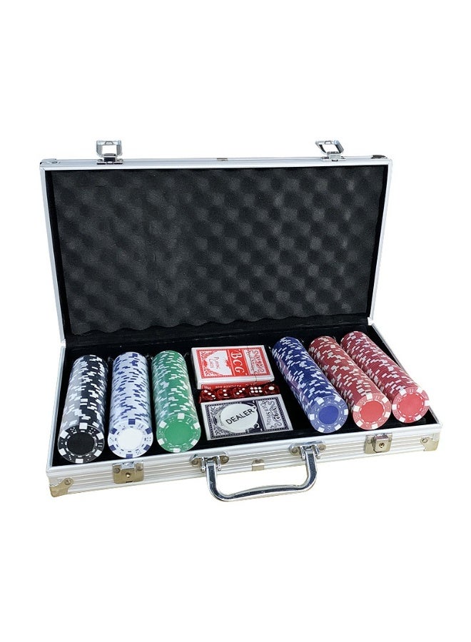 M.A&F's Casino Style Poker Set, 300 Pcs white number Ceramic Printed Denomination Chips with Lockable Aluminum Finish Case, Multiplayer Game, 14+ Years - Image 1