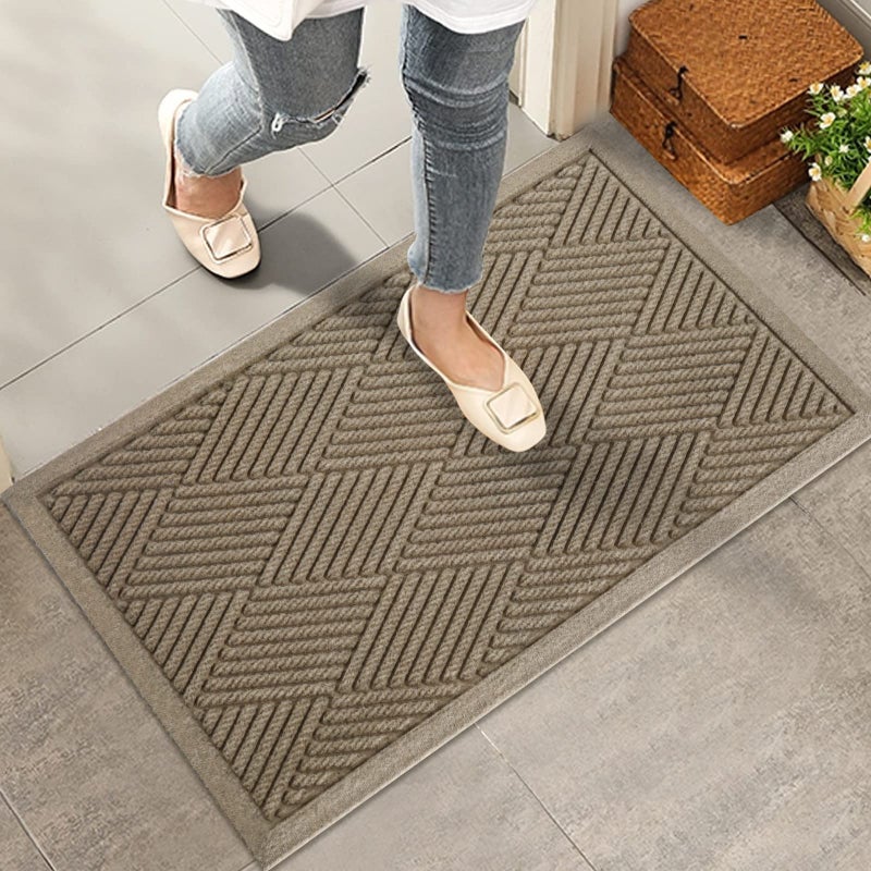 HIYARD Sturdy Front Door Mat, Absorbent Muddy Dirt Resist Welcome Door Mats Outdoor Indoor, Stain and Fade Resistant, Non-Slip Rubber Backing Low Profile Doormat for Entryway, 30Ã—17, Beige - Image 1