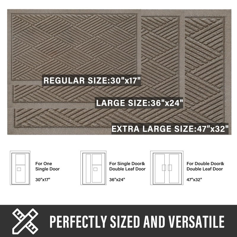 HIYARD Sturdy Front Door Mat, Absorbent Muddy Dirt Resist Welcome Door Mats Outdoor Indoor, Stain and Fade Resistant, Non-Slip Rubber Backing Low Profile Doormat for Entryway, 30Ã—17, Beige - Image 2