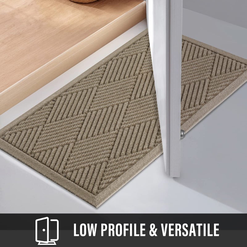 HIYARD Sturdy Front Door Mat, Absorbent Muddy Dirt Resist Welcome Door Mats Outdoor Indoor, Stain and Fade Resistant, Non-Slip Rubber Backing Low Profile Doormat for Entryway, 30Ã—17, Beige - Image 5