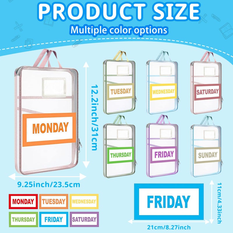 NUOLUTH Weekly Clothes Organizer For Kids:7 Pack Colored Mesh Zipper Pouches A4 Size Breathable Storage Bags with Handles for Travel and Camping,kids travel essentials - Image 3