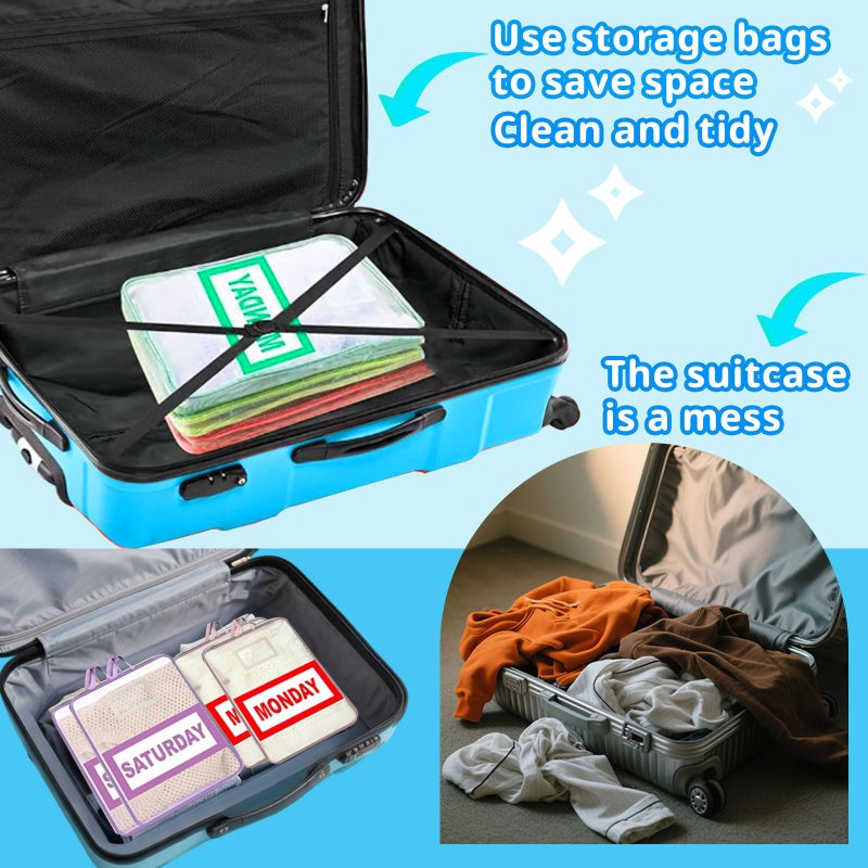 NUOLUTH Weekly Clothes Organizer For Kids:7 Pack Colored Mesh Zipper Pouches A4 Size Breathable Storage Bags with Handles for Travel and Camping,kids travel essentials - Image 5
